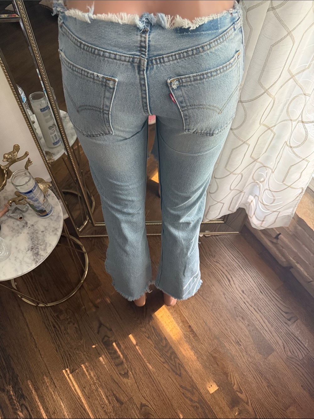 Light Blue Frayed Hem Women's Jeans